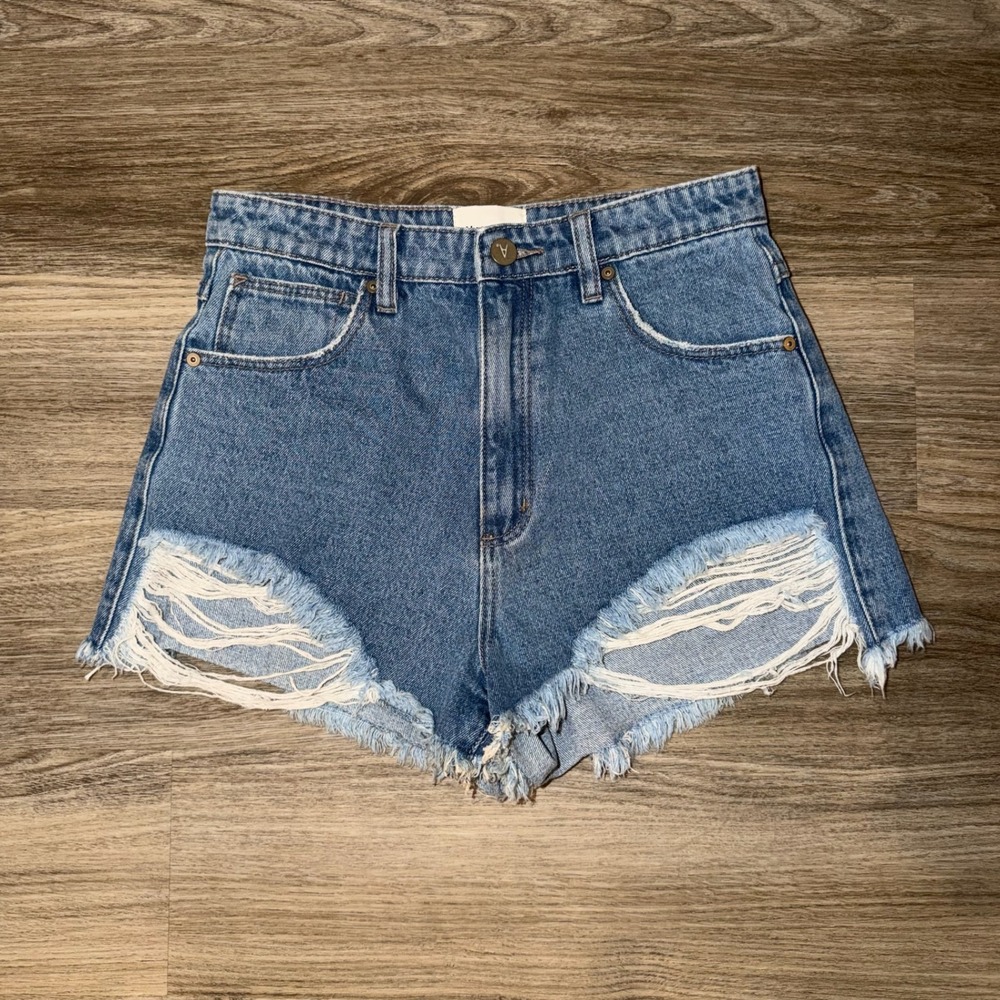 Abrand A High‎ Relaxed Shorts Womens 27 Distressed Denim Cutoff